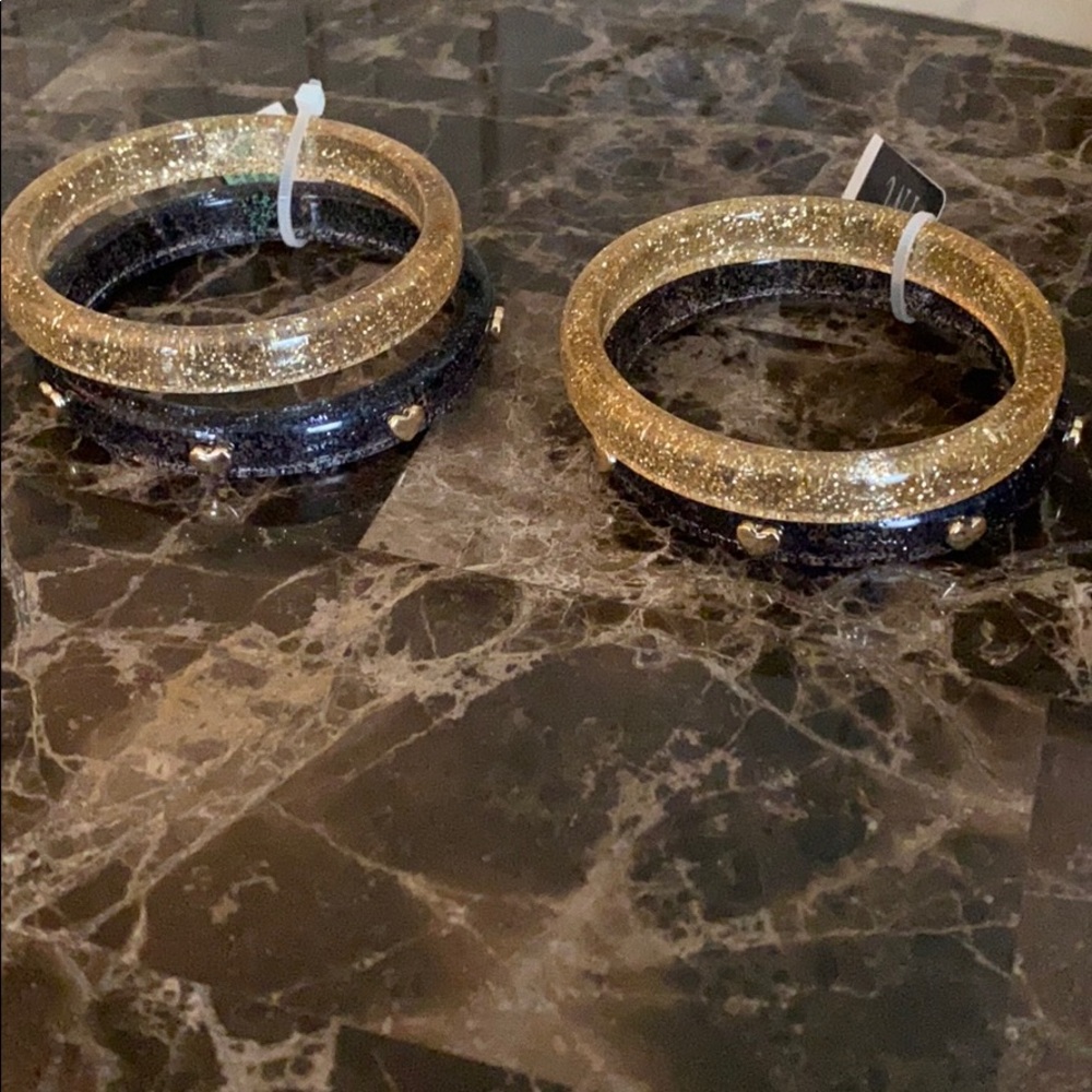 NWT INC. All 4 gold tone heart & glitter bracelets